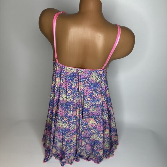 Y2K Fairycore Pink Rose Slip Dress Stretch Mesh Ruffle Coquette S XS Romantic - Picture 2 of 11